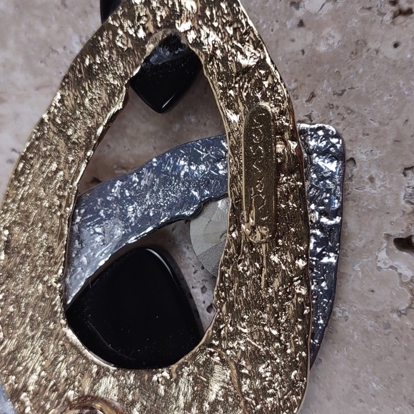 J Jansen Designs Swarovski Crystal/Onyx Silver/Gold Plated Slide Pendant - Picture 4 of 6